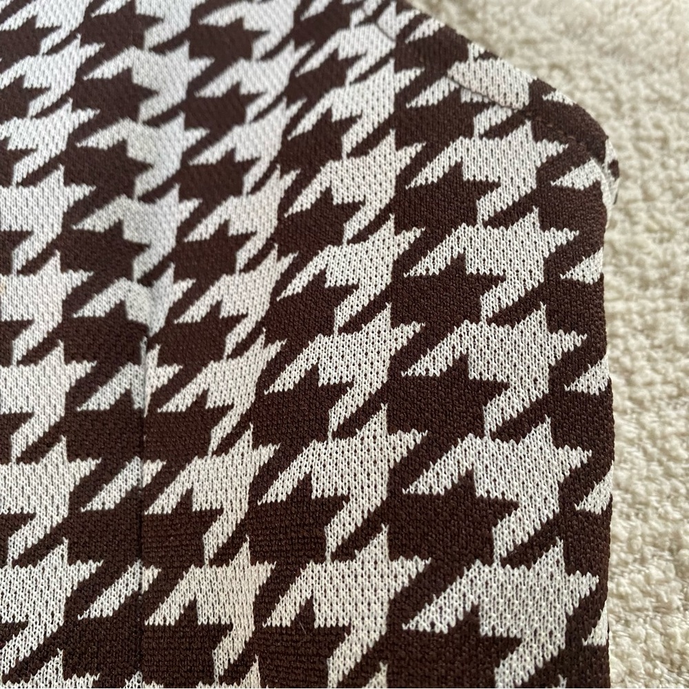 Vintage Mod 60s Houndstooth Open Front Polyester … - image 4